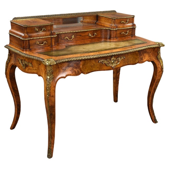 19th Century Victorian Burr Walnut Writing Table, 1860s For Sale