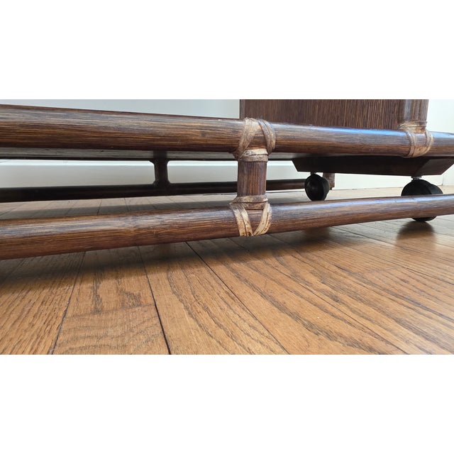 MCM 70's Era McGuire Faux Bamboo Bar Cart For Sale - Image 9 of 15