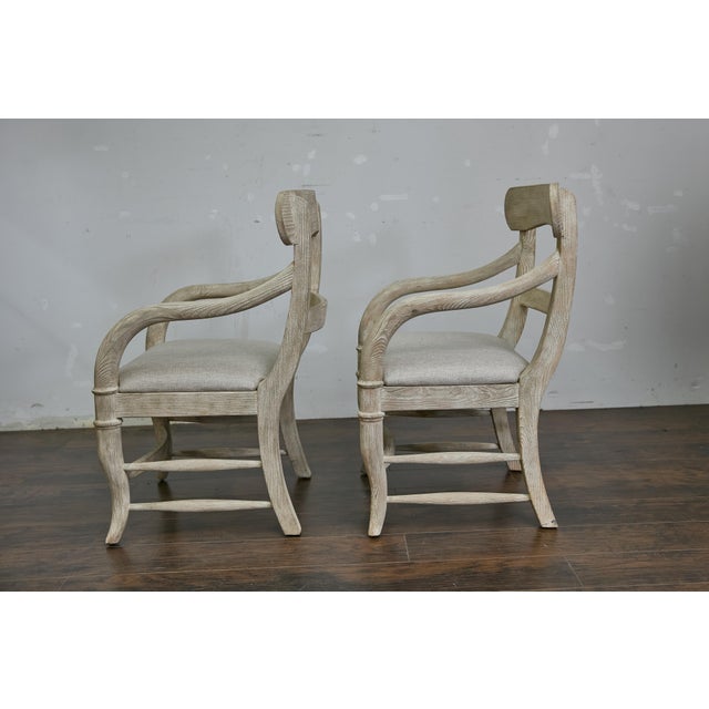 Mid 20th Century Mid 20th Century Pair of Swedish Midcentury Whitewash Upholstered Armchairs, Scandinavian Modern For Sale - Image 5 of 10