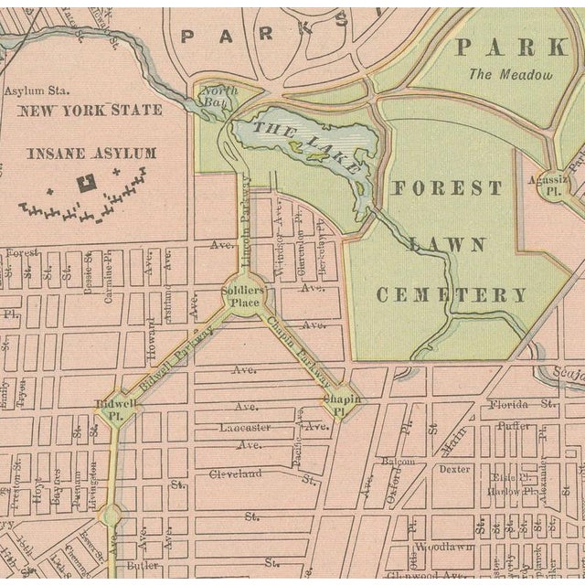 Antique Map of Buffalo, New York on Lake Erie by Ran McNally, 1899 For Sale - Image 4 of 12