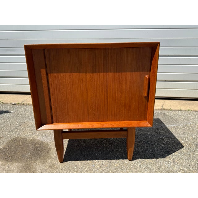 1970s Pair of Danish Modern Sven Age Madsen Tambour Door Teak Nightstands For Sale - Image 5 of 12