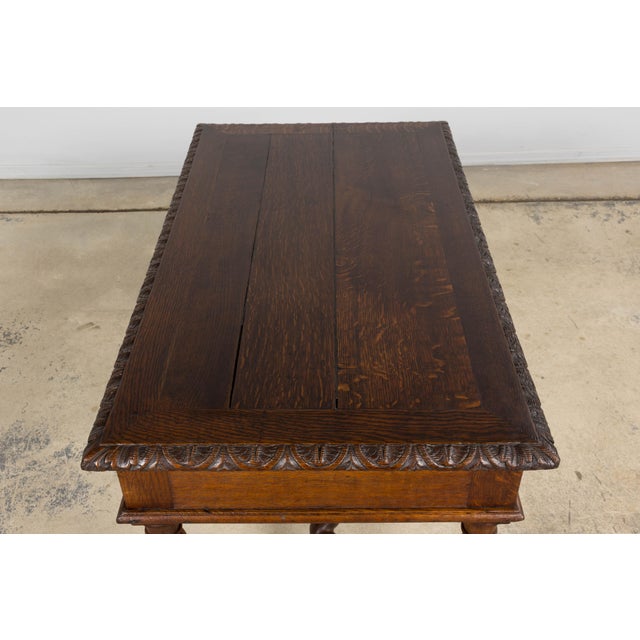 Antique French Louis XIII Style Oak Writing Table or Side Table, Late 19th Century For Sale - Image 13 of 18