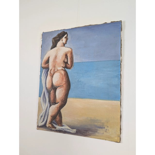 Woman on the Beach, 20th Century, Oil on Canvas For Sale - Image 4 of 8
