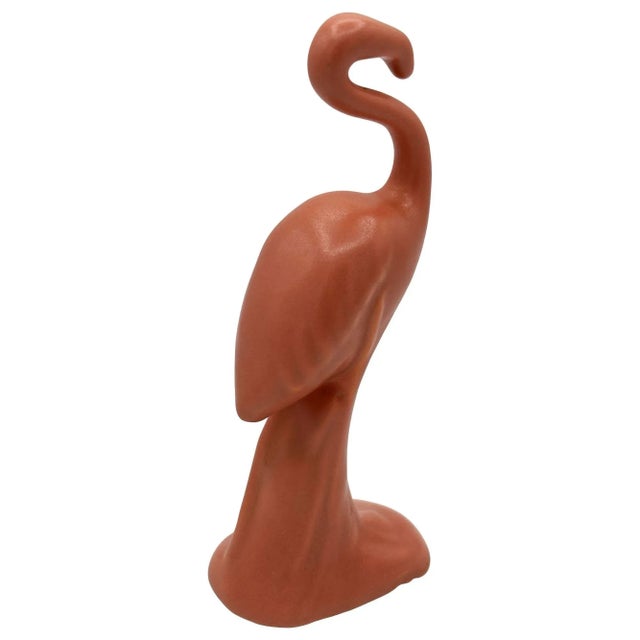 1950s Ceramic Curious Watcher Modernist Pink Flamingo Tabletop Statue by Metlox For Sale In Los Angeles - Image 6 of 9
