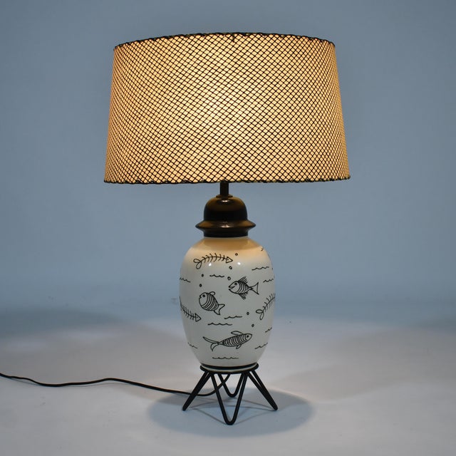 Mid-Century Modern 1950s Table Lamp with Whimsical Fish Design For Sale - Image 3 of 11