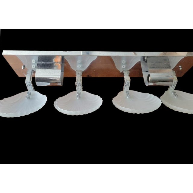 Coastal Vintage Coastal 4 Light Seashell Chrome White Bathroom Vanity Wall Fixture Light For Sale - Image 3 of 11