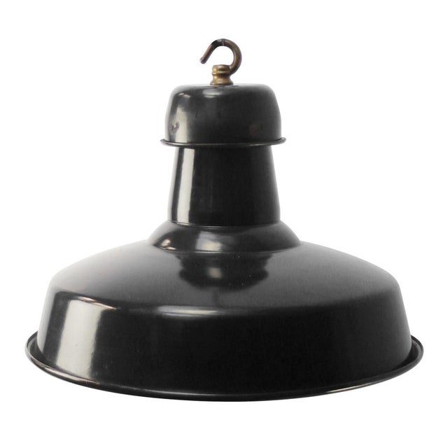Vintage French Industrial Black Enamel Pendant Light from GAL For Sale - Image 5 of 5