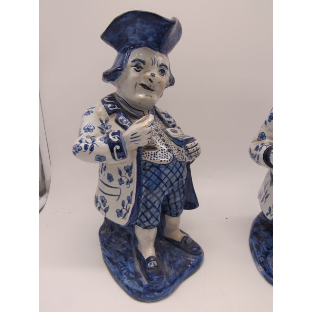 Pair of 18th Century Blue and White Dutch Toby Figure Jugs For Sale In New York - Image 6 of 9