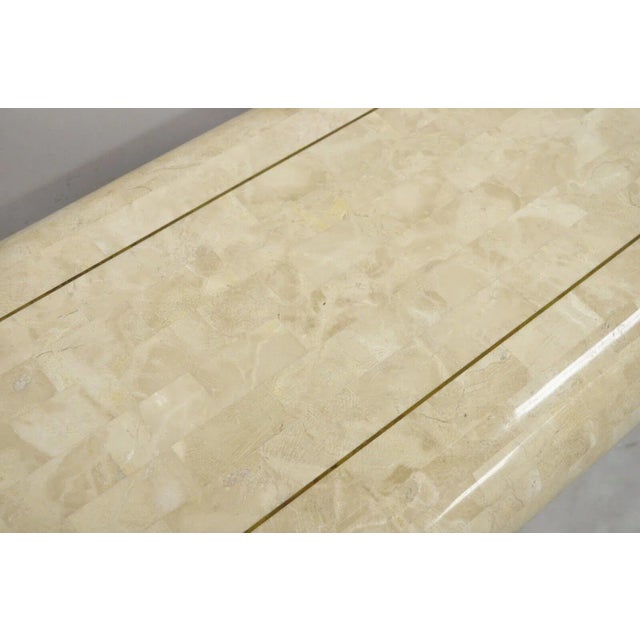 Vtg Maitland Smith Tessellated Stone Inlay Modern Pedestal Console Hall Table For Sale In Philadelphia - Image 6 of 12