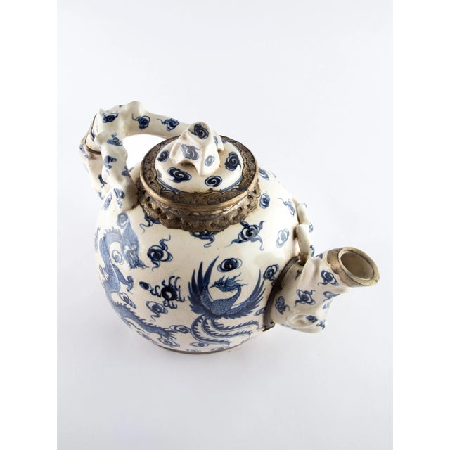 Metal Oversize Dragon and Phoenix Teapot For Sale - Image 7 of 12