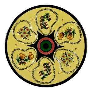 Henriot Quimper Mid-Century French Faïence Sunny Yellow Floral Oyster Plate