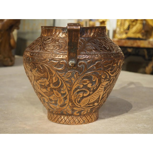 French Circa 1800 French Copper 2-Handled Vase With Chariot and Cartouche For Sale - Image 3 of 12
