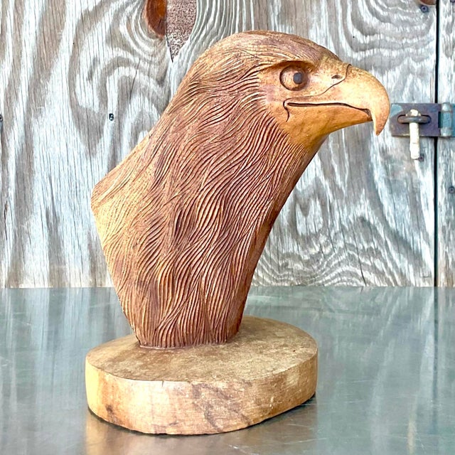 Vintage. One Hand Carved Eagle Head Sculpture Chairish