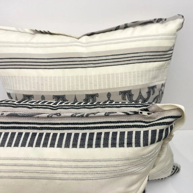 2000s Gray Damask Pattern Throw Pillows- a Pair For Sale In San Francisco - Image 6 of 7