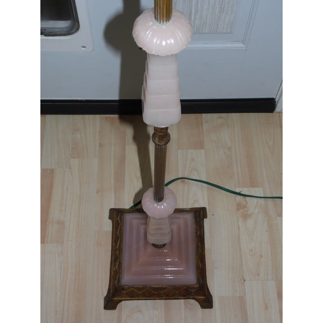 Pink Vintage Art Deco Pink Agate Glass Floor Lamp For Sale - Image 8 of 12