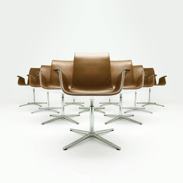 Limited Edition FK 6728 High Back Armchairs in Cognac Leather by Preben Fabricius & Jørgen Kastholm for Walter Knoll, 1990s, Set of 10 For Sale - Image 16 of 16