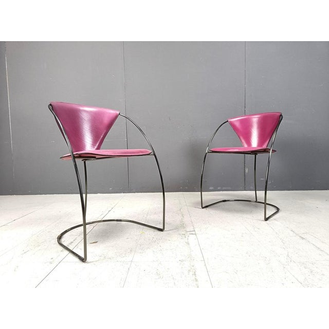 Vintage Pink Linda Dining Chairs from Arrben, 1980s, Set of 4 For Sale - Image 9 of 13