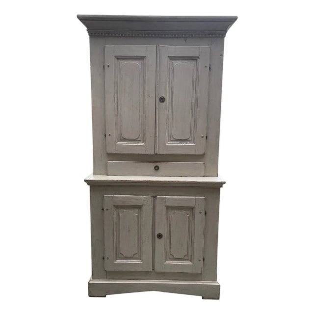 Swedish Gustavian Cupboard/ Highboy in Lime Washed Finish, 19th Century For Sale