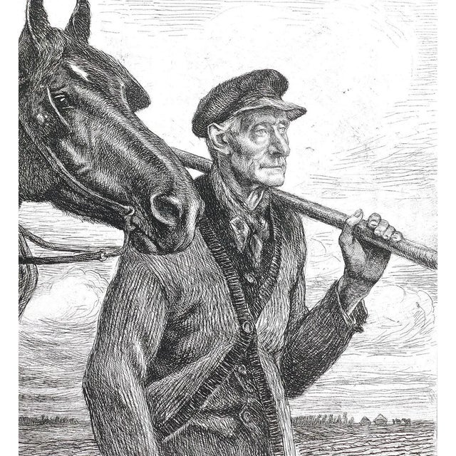 Paysan avec Chevaux - Original Etching by Michel Ciry - Mid 20th Century 1950s For Sale - Image 3 of 4