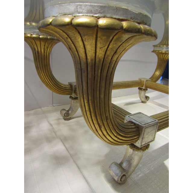 1960s Hollywood Regency Italian Silver and Gold Leaf Carved Wood and Glass Coffee Table For Sale - Image 15 of 15