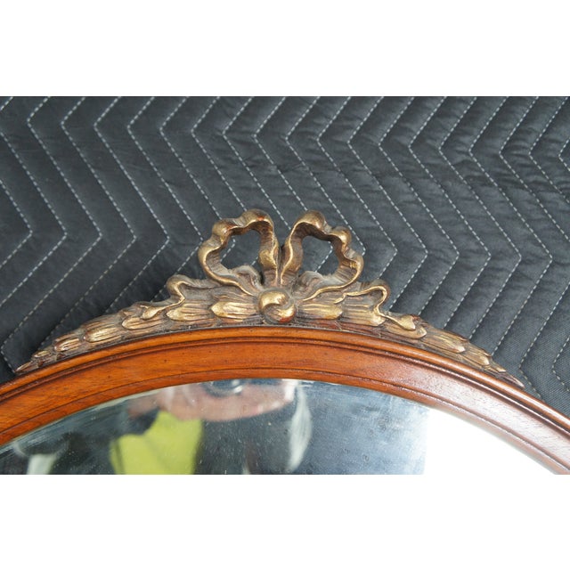 Vintage French Louis XV Neoclassical Style Mahogany Wall Hanging Vanity Mirror For Sale - Image 6 of 12