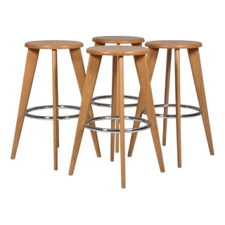Dark Oak Bar Stool by Jean Prouvé for Vitra, 2010s For Sale