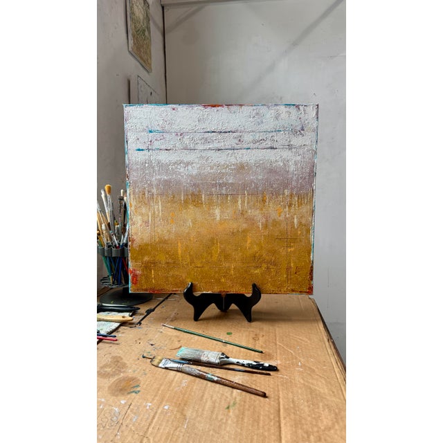 "Ochre Textures" Abstract Oil Painting by Paula DeStefanis For Sale - Image 4 of 12