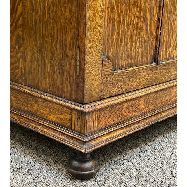 Solid Oak Custom Built Armoire c.1910. Arts & Crafts. For Sale - Image 9 of 16