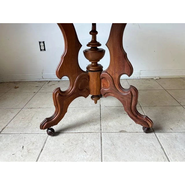 19th Century 19th Century Antique Large Victorian Eastlake Style Solid Walnut Parlor Center Table For Sale - Image 5 of 11