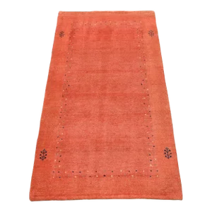 Gabbeh Rug 3′ X 5’4” Red Wool Contemporary Hand-Knotted Carpet