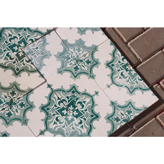 Ceramic Antique 1920s Set of 78 Antique Large Art Deco Geometric Floral Tiles Portuguese For Sale - Image 7 of 18