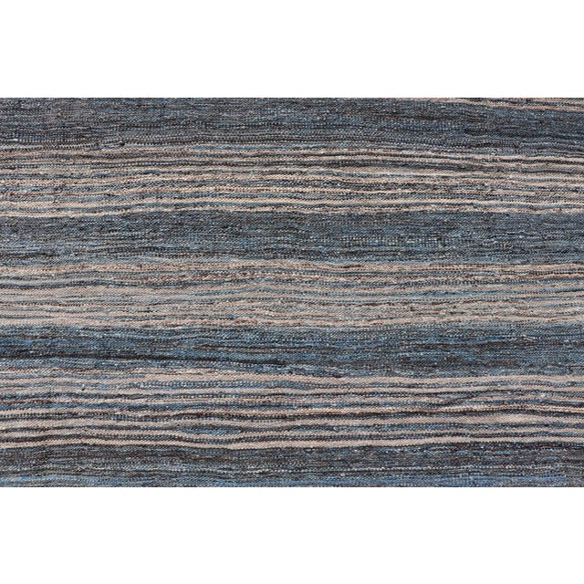 Modern Afghan Kilim Rug by Keivan Woven Arts, Handwoven Wool, Blue 9'0 X 12'2 For Sale In Atlanta - Image 6 of 11