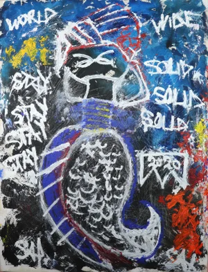Sax Berlin "Stay Solid: Nightingale". Neo Expressionist Painting 2020