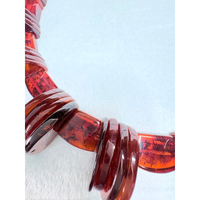 Vintage Baltic Amber Slab Necklace | 53.3g Hand‑Cut Cognac Amber | Sterling Clasp For Sale In Salt Lake City - Image 6 of 18