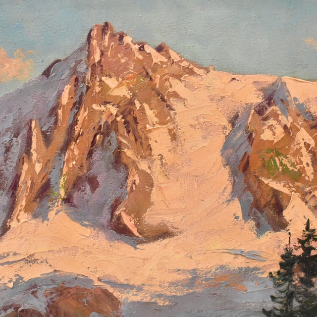 Unknown, Mountain with Snow Alps, 1890s, Oil on Canvas For Sale - Image 5 of 11