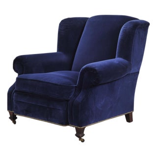 Ralph Lauren English New Bohemian Artist’s Chair in Blue Velvet For Sale