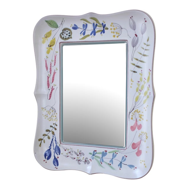 1950s Faience Ceramic Mirror by Stig Lindberg For Sale