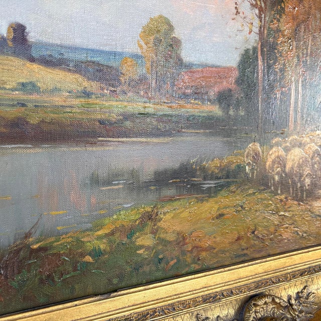 Brigitte Langevin, Pastoral Scene, 20th Century, Large Oil on Canvas, Framed For Sale - Image 7 of 17