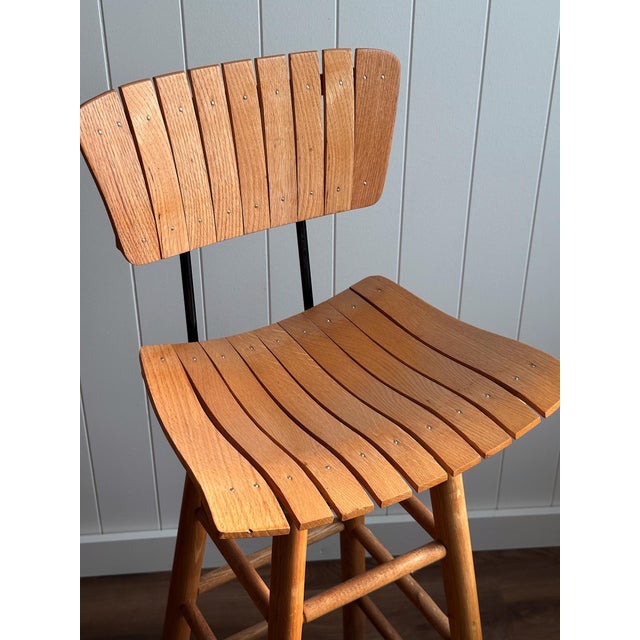 Mid-Century Modern Slatted Bar Stools, Set of 4, Attributed to Arthur Umanoff For Sale - Image 14 of 16