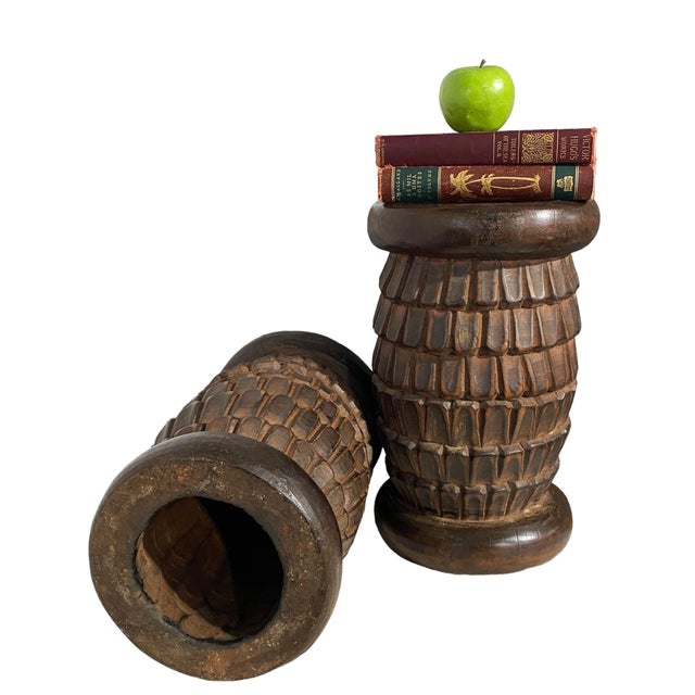 Tribal Vintage Set of Two Tribal Bamileke Stools/Tables Cameroon 15.5" H For Sale - Image 3 of 8