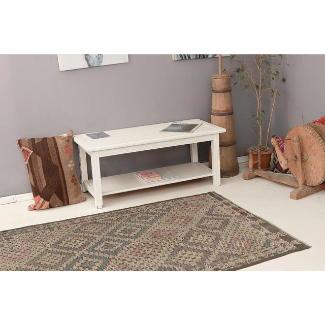 Mid 20th Century Embroidered Vintage Turkish Kilim Rug For Sale In Los Angeles - Image 6 of 7
