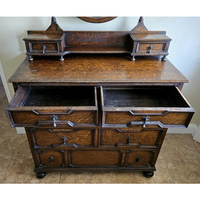 Brown Antique English Dresser Solid Oak, Jacobean Style, 1700s For Sale - Image 8 of 16