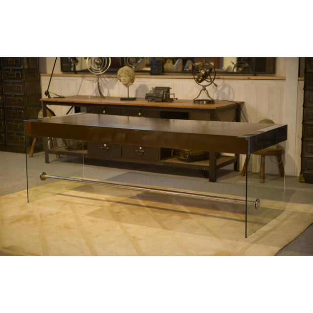 Glass Desk in Melamine, Glass and Chrome, 1980s For Sale - Image 7 of 10