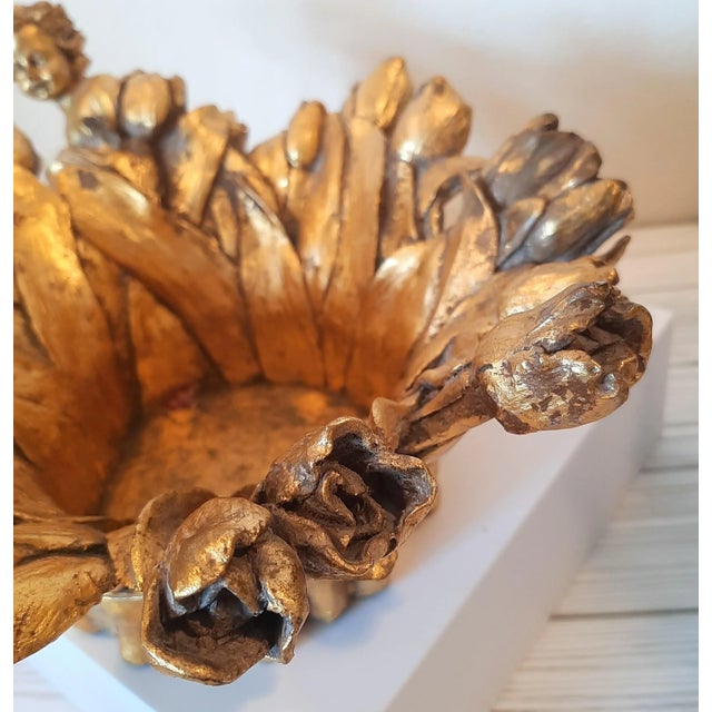Hollywood Regency Gold Guild Tulip Cherub Bowl Rococo Style For Sale In Fayetteville, AR - Image 6 of 8