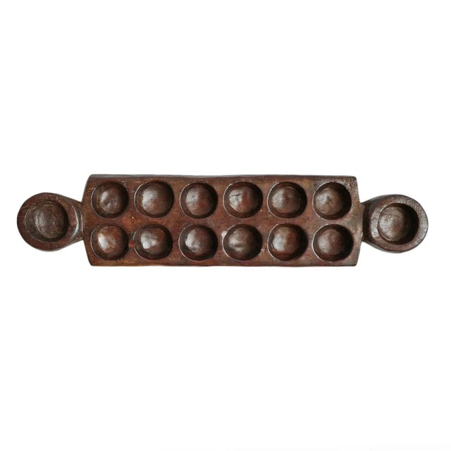 Vintage Rustic Old Tribal Carved Mancala Game Board For Sale - Image 4 of 4