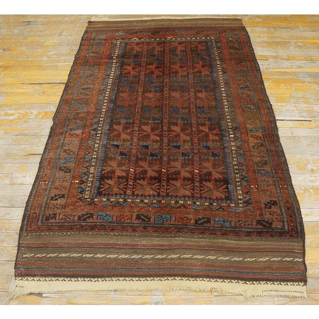 Antique Baluch Turkman rug, size: 3'6" x 6'2". Antique Baluch Persian 1930s Rug, Country of Origin: Iran / Persia, Circa...
