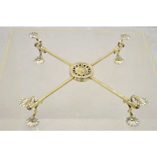 Vintage Lfs Ltd English Sheffield Brass Tone Metal Expandable Footed Trivet For Sale - Image 10 of 10