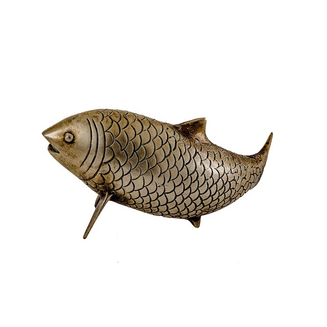 Vintage Mid-Century Modern Brass Koi Fish Figurine Set For Sale - Image 11 of 16