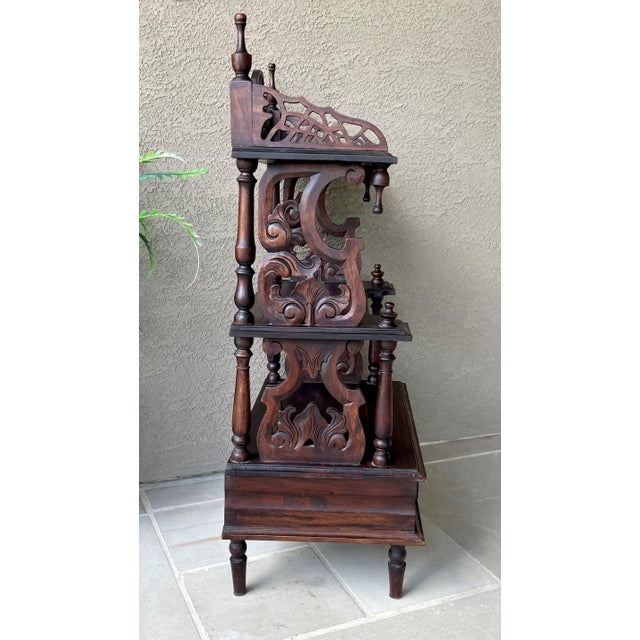 Early 20th-Century Victorian Gothic Revival-Style Fretwork Étagère With Drawer For Sale - Image 4 of 18