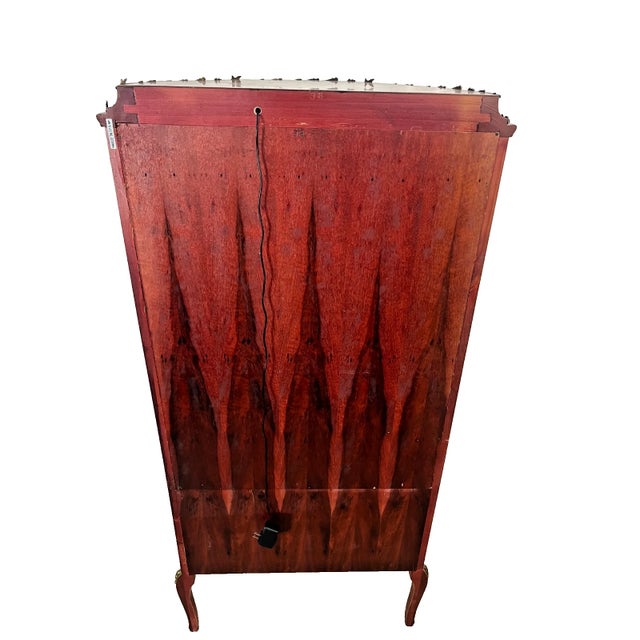 1980s Vintage French Curio China Cabinet Vitrine Demilune Lighted Locking Curved Glass For Sale - Image 5 of 13